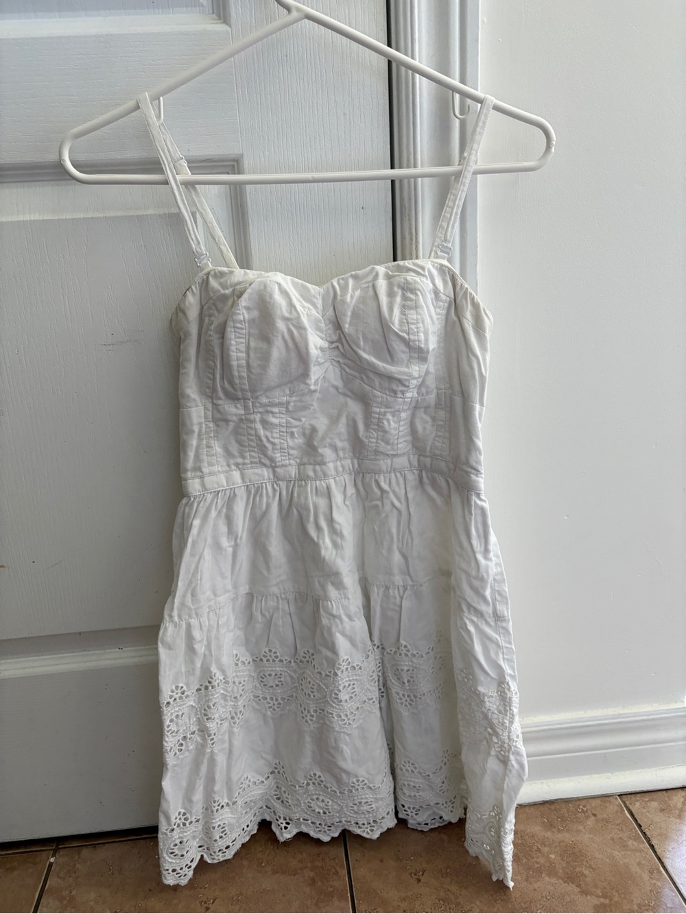 American Eagle Outfitters White Eyelet Mini Dress